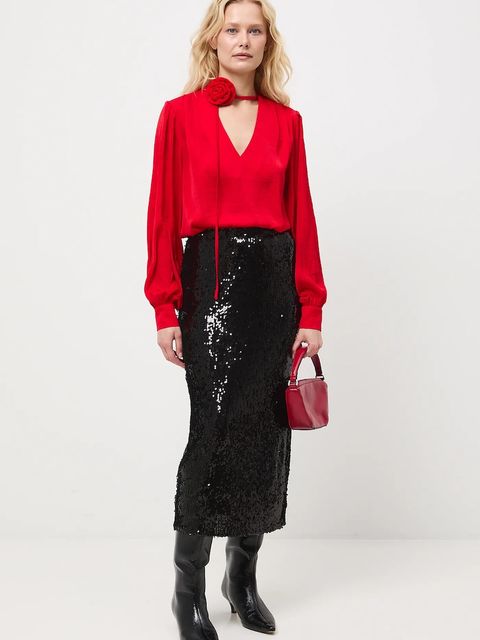 Medicine bluzka damska kolor czerwony gładka