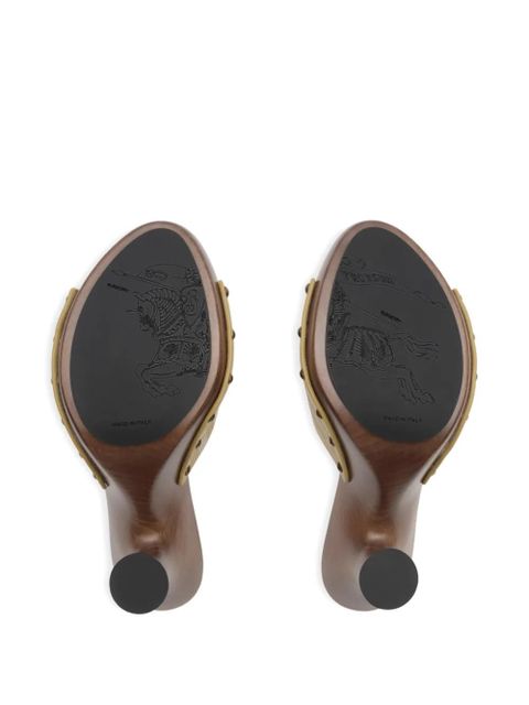 Burberry check stud leather potter mules - Neutrals