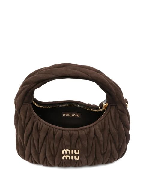 Miu Miu Wander matelassé suede tote bag - Brown