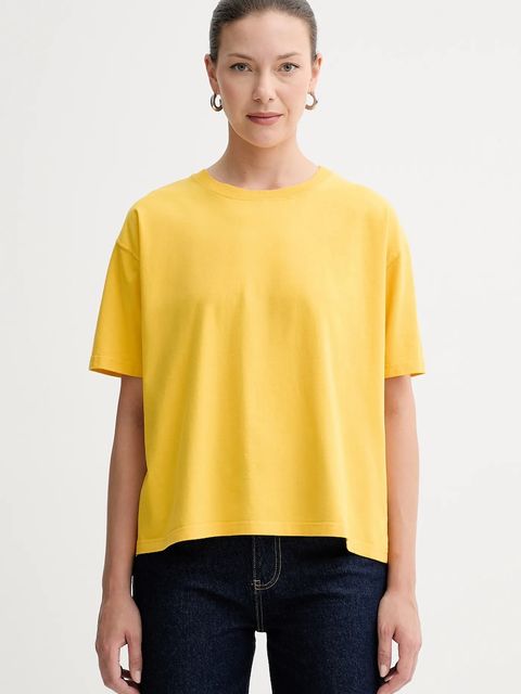 American Vintage t-shirt bawełniany damski kolor żółty FIZ02A
