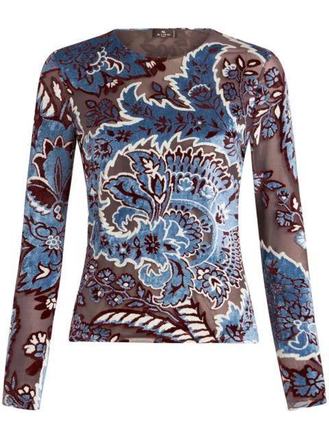 ETRO tulle and jacquard velvet top - Blue - zdjęcie produktu nr 1