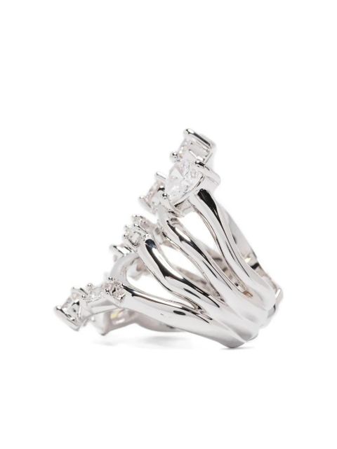 Maje rhinestone-embellished multi-row ring - Silver - zdjęcie produktu nr 2