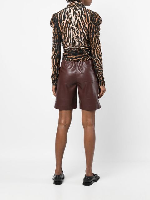 Proenza Schouler leopard-print crepe de chine V-Neck top - Brown