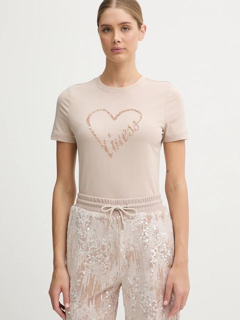 Guess t-shirt LOVE damski kolor beżowy V5BI13 J1314 - zdjęcie produktu nr 1