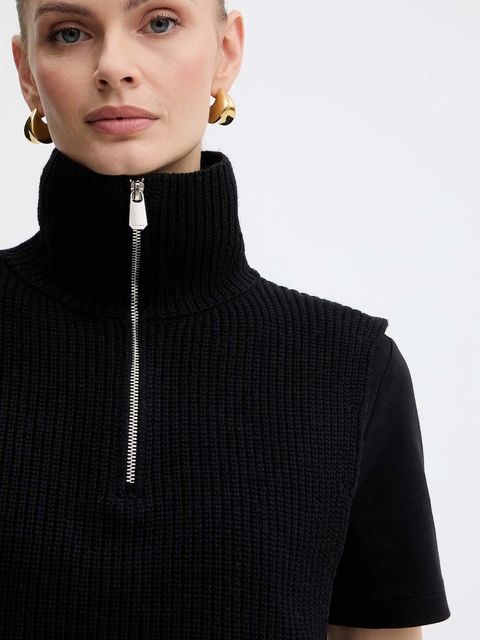 Pinko komin z dodatkiem wełny damski kolor czarny gładki 105994 A2Z4 - zdjęcie produktu nr 1