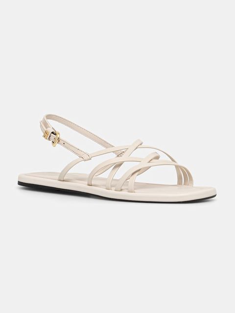 Tommy Hilfiger sandały damskie skórzane FLAT STRAPPY SANDAL LTH - zdjęcie produktu nr 1