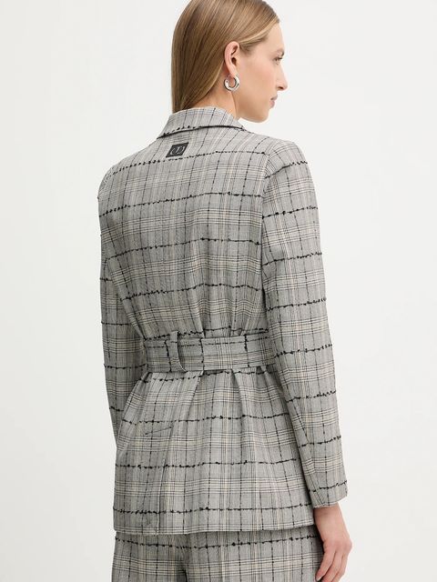 Twinset marynarka kolor szary jednorzędowa wzorzysta 252TP2180