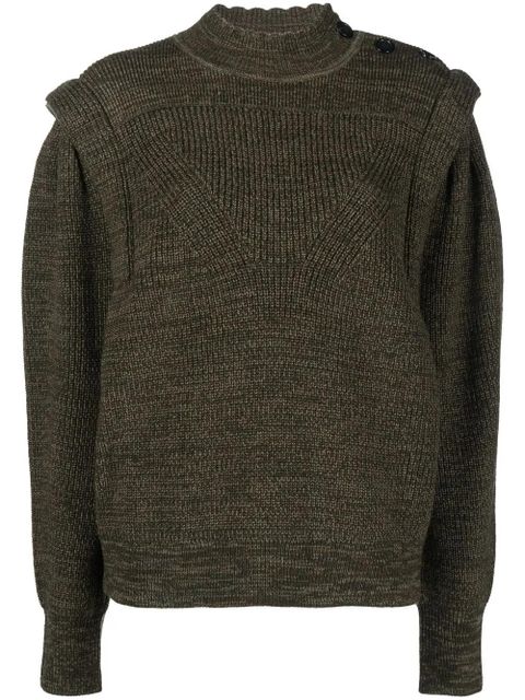 MARANT ÉTOILE Meerya padded-shoulder knit jumper - Green - zdjęcie produktu nr 1