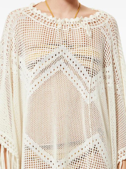 ISABEL MARANT Metila crochet fringed cape - Neutrals
