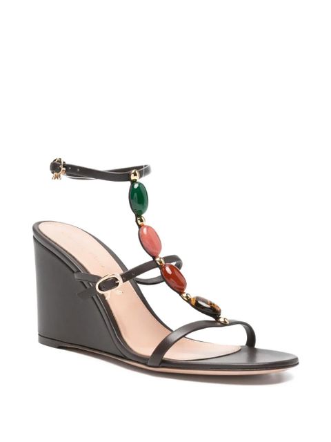 Gianvito Rossi Shanti stone-embellished wedge sandals - Brown - zdjęcie produktu nr 2