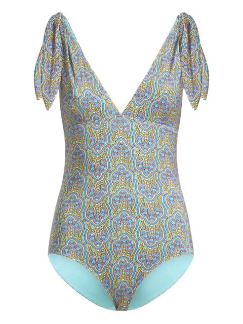 ETRO printed tie-shoulder swimsuit - Blue - zdjęcie produktu nr 1