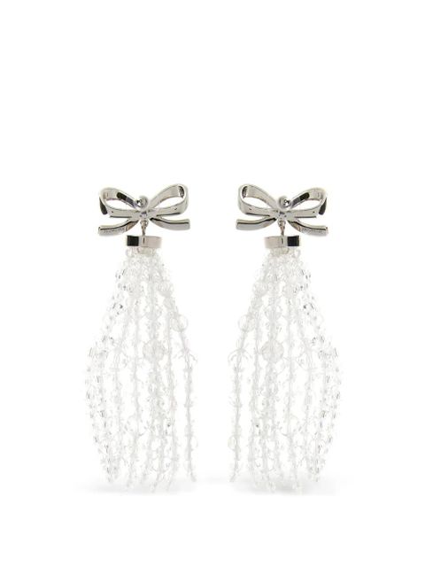 Self-Portrait bow beaded earrings - Silver - zdjęcie produktu nr 2