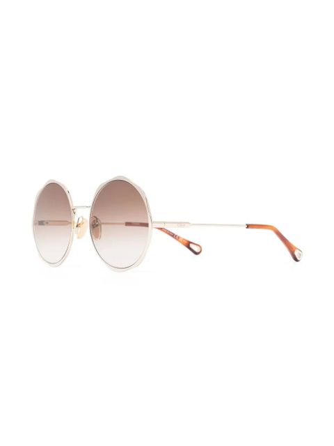 Chloé Eyewear engraved-logo round-frame sunglasses - Gold - zdjęcie produktu nr 2