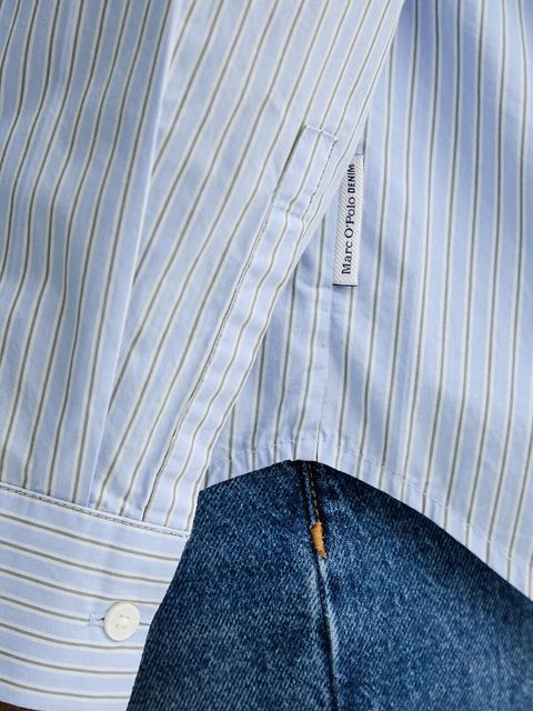 Marc O'Polo koszula bawełniana damska kolor niebieski relaxed z kołnierzykiem klasycznym 5000007256