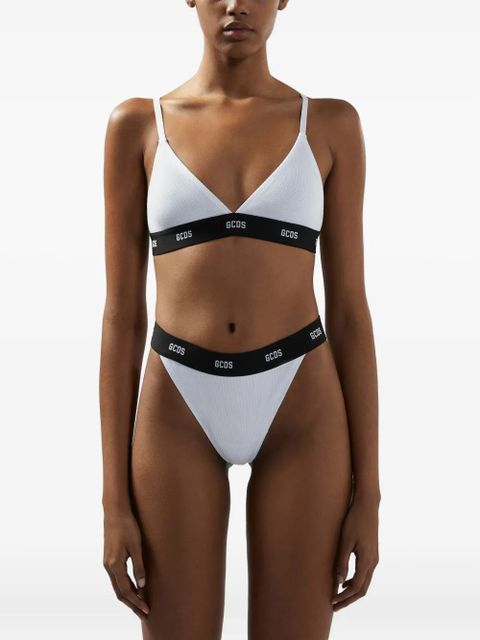 GCDS logo-band triangle bra - White