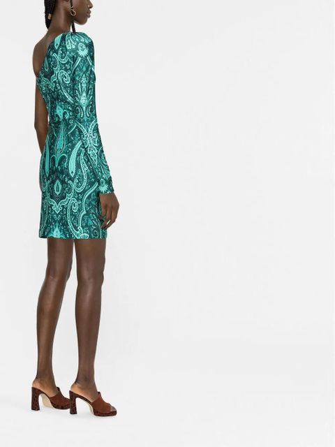 ETRO paisley-print one-shoulder dress - Green