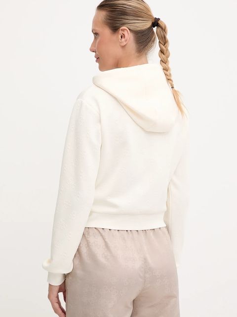 Guess bluza PEONY damska kolor beżowy z kapturem gładka V5YQ06 KBSL2