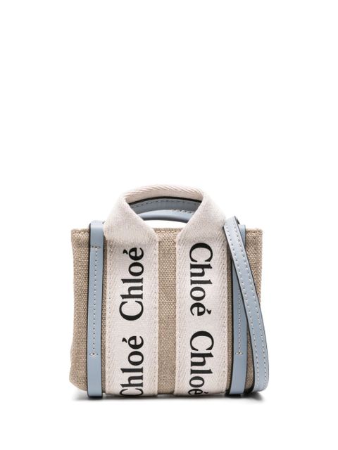 Chloé Woody linen mini bag - Neutrals