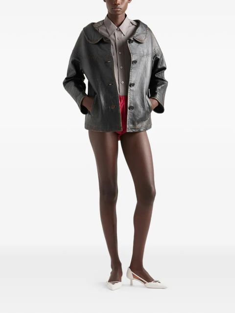 Prada antiqued nappa leather jacket - Black - zdjęcie produktu nr 2