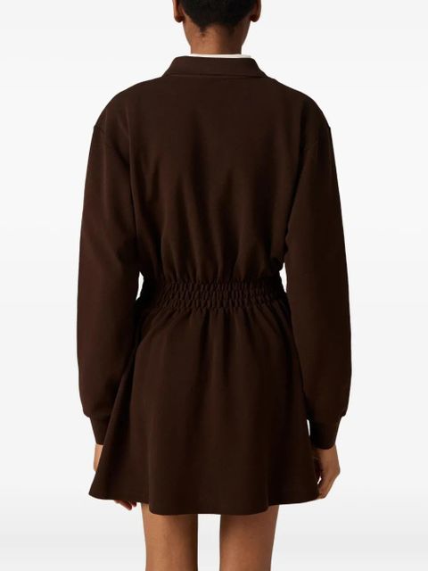 Miu Miu logo-embroidered piqué dress - Brown