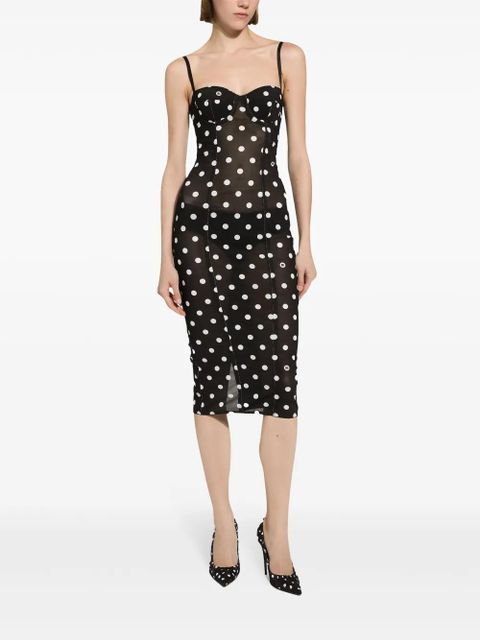 Dolce & Gabbana polka-dot corset midi dress - Black
