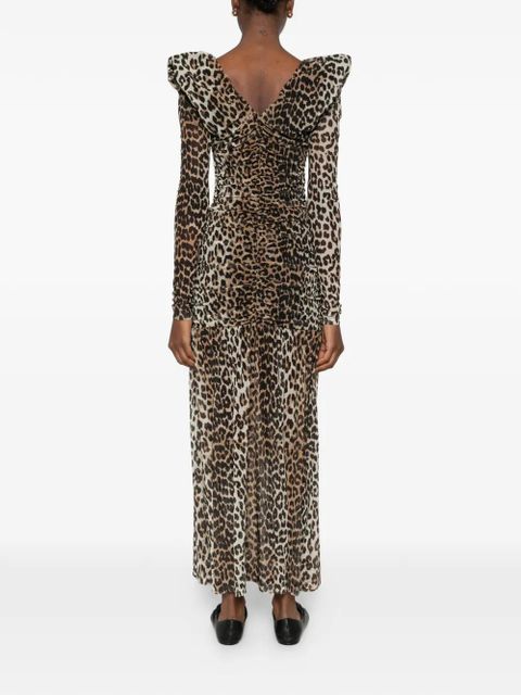 GANNI leopard-print maxi dress - Brown