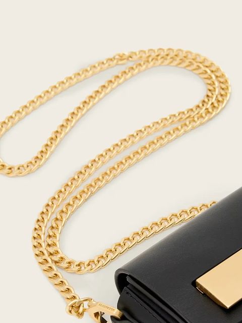 AllSaints torebka skórzana ETTA kolor czarny W340XD - zdjęcie produktu nr 2