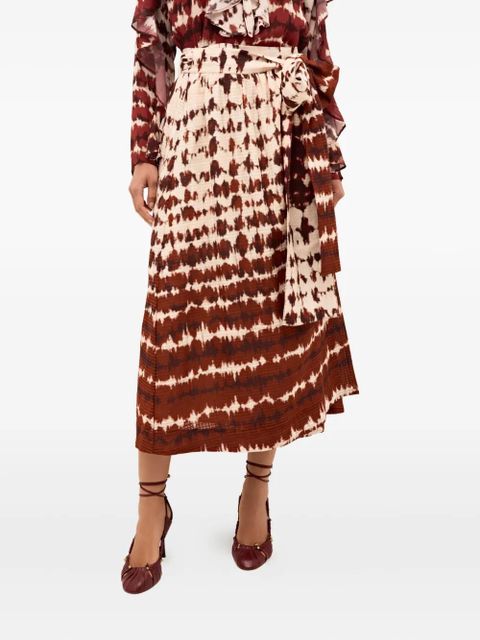 Marie Oliver Estine tie-dye wrap midi skirt - Red