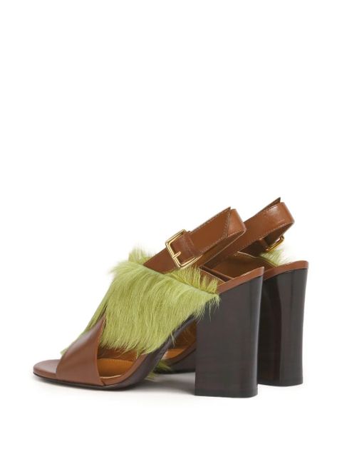 Marni criss-cross fur sandals - Brown