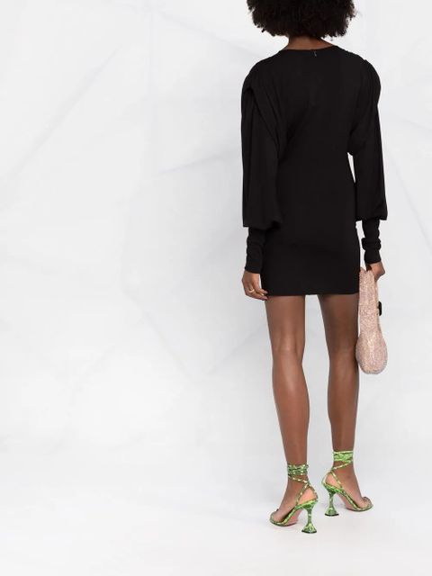 The Attico gathered-sleeve detail dress - Black