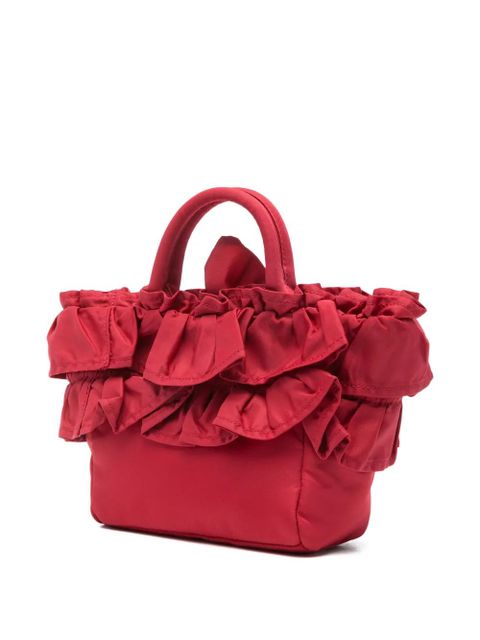 GANNI ruffled-detail tote bag - Red