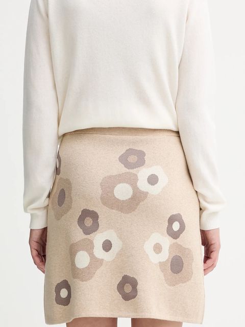 Kenzo spódnica z wełną kolor beżowy mini rozkloszowana FF62JU6003CR