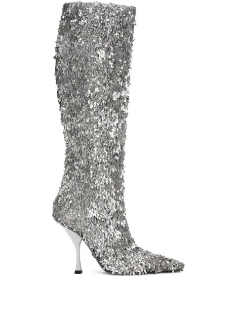 Dolce & Gabbana 105mm sequin-embellished boots - Silver - zdjęcie produktu nr 1