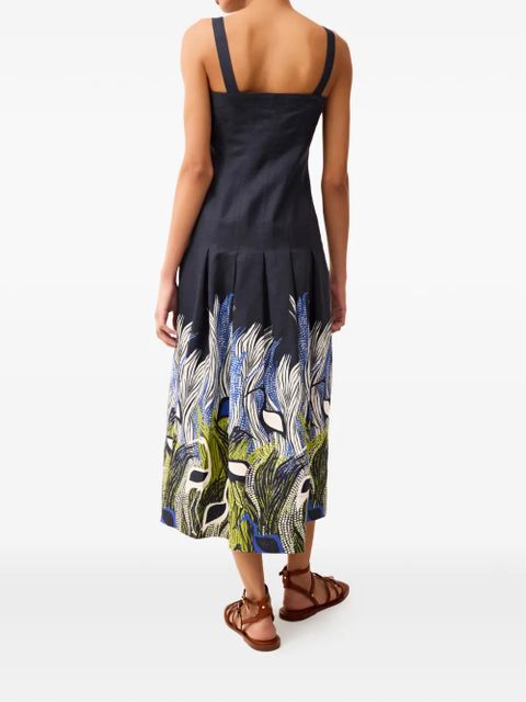 Marie Oliver Dixon square-neck printed midi dress - Blue