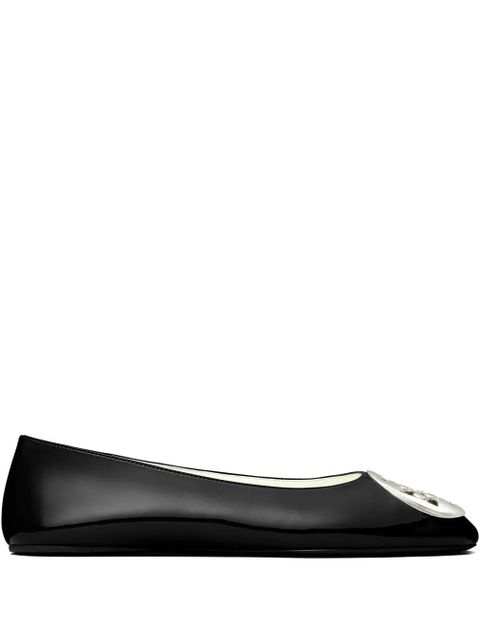 Tory Burch Reva logo-plaque leather ballet flats - Black - zdjęcie produktu nr 1