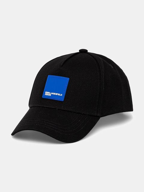 Karl Lagerfeld Jeans czapka z daszkiem bawełniana kolor czarny gładka A1M33001 - zdjęcie produktu nr 1