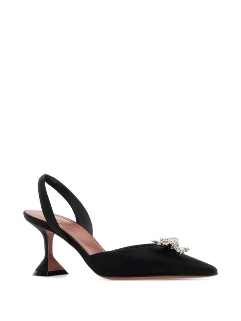 Amina Muaddi Rosie Sling satin bow pumps - Black - zdjęcie produktu nr 2
