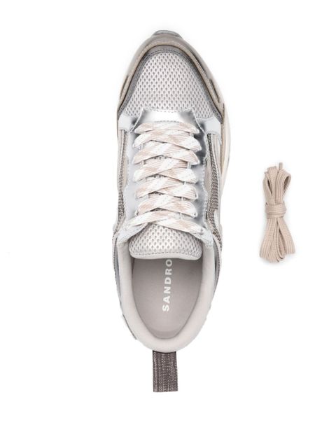 SANDRO flame-detail panelled sneakers - Silver