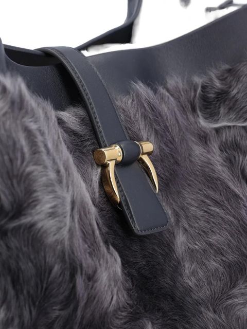 Ferragamo fur panelled tote bag - Grey