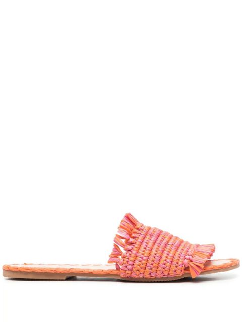 Manebi woven-raffia open-toe slides - Orange - zdjęcie produktu nr 1