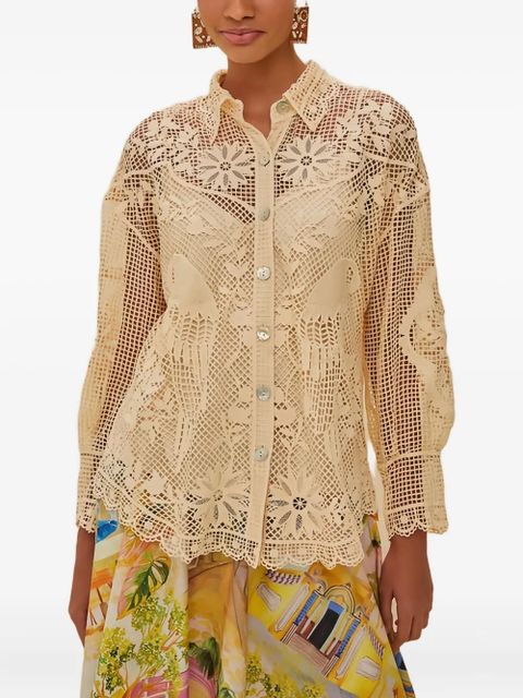 FARM Rio floral-lace long-sleeves shirt - Neutrals - zdjęcie produktu nr 1