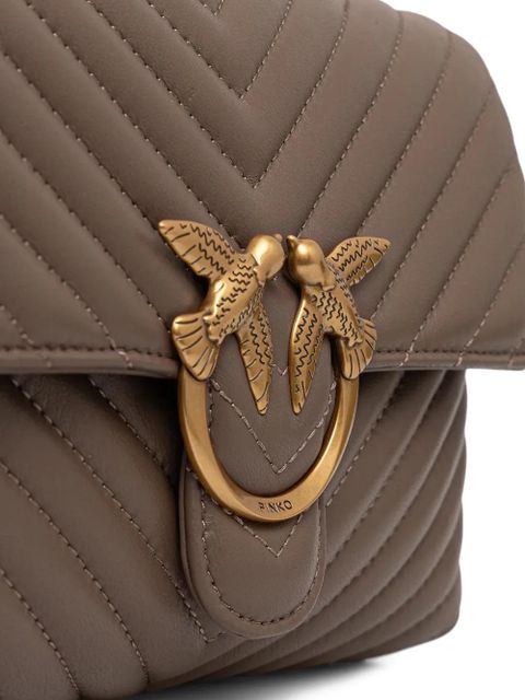 PINKO chevron logo-buckle crossbody bag - Brown