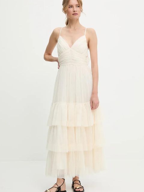 Answear.LAB sukienka kolor beżowy maxi rozkloszowana - zdjęcie produktu nr 1