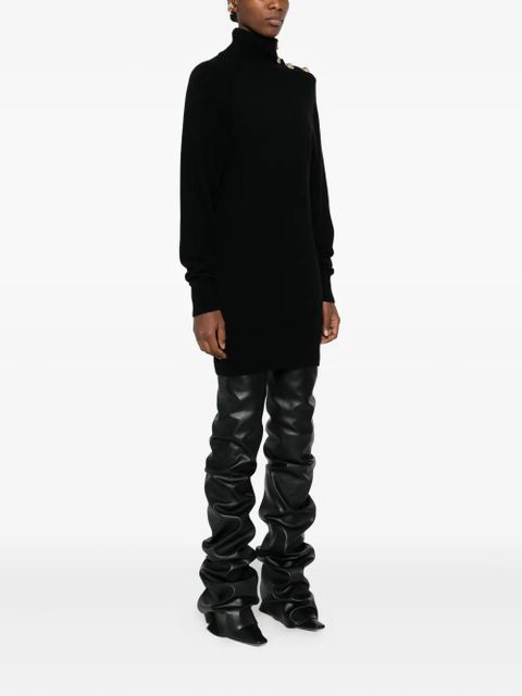 Balmain button-embellishment roll-neck dress - Black