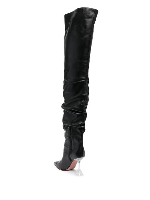 Amina Muaddi Olivia thigh-high leather boots - Black