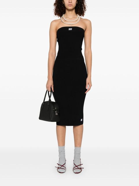 Miu Miu intarsia-logo midi skirt - Black