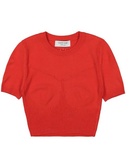Marine Serre cropped knitted top - Red - zdjęcie produktu nr 1