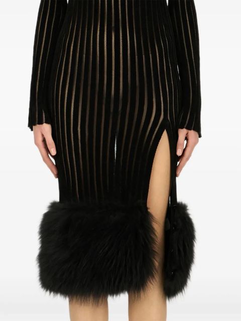 Blumarine fur-trim midi dress - Black - zdjęcie produktu nr 2