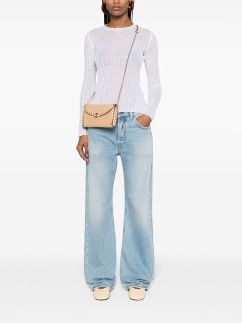 Valentino Garavani Rockstud leather clutch bag - Brown