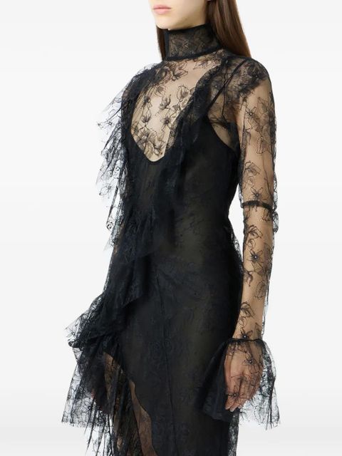 Blumarine chantilly-lace midi dress - Black